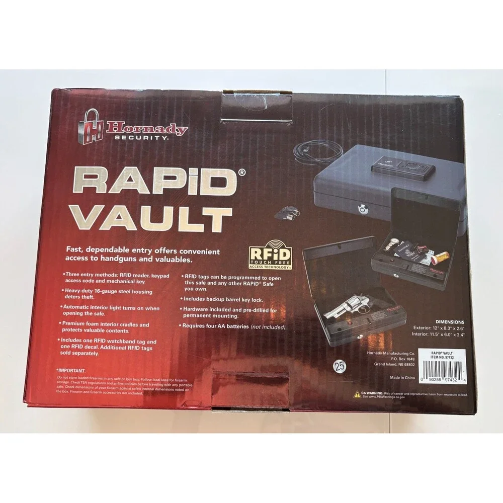 Hornady Rapid Safe Keypad Vault with RFID  3 entry options 97432 NEW NIB